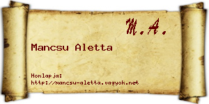 Mancsu Aletta névjegykártya